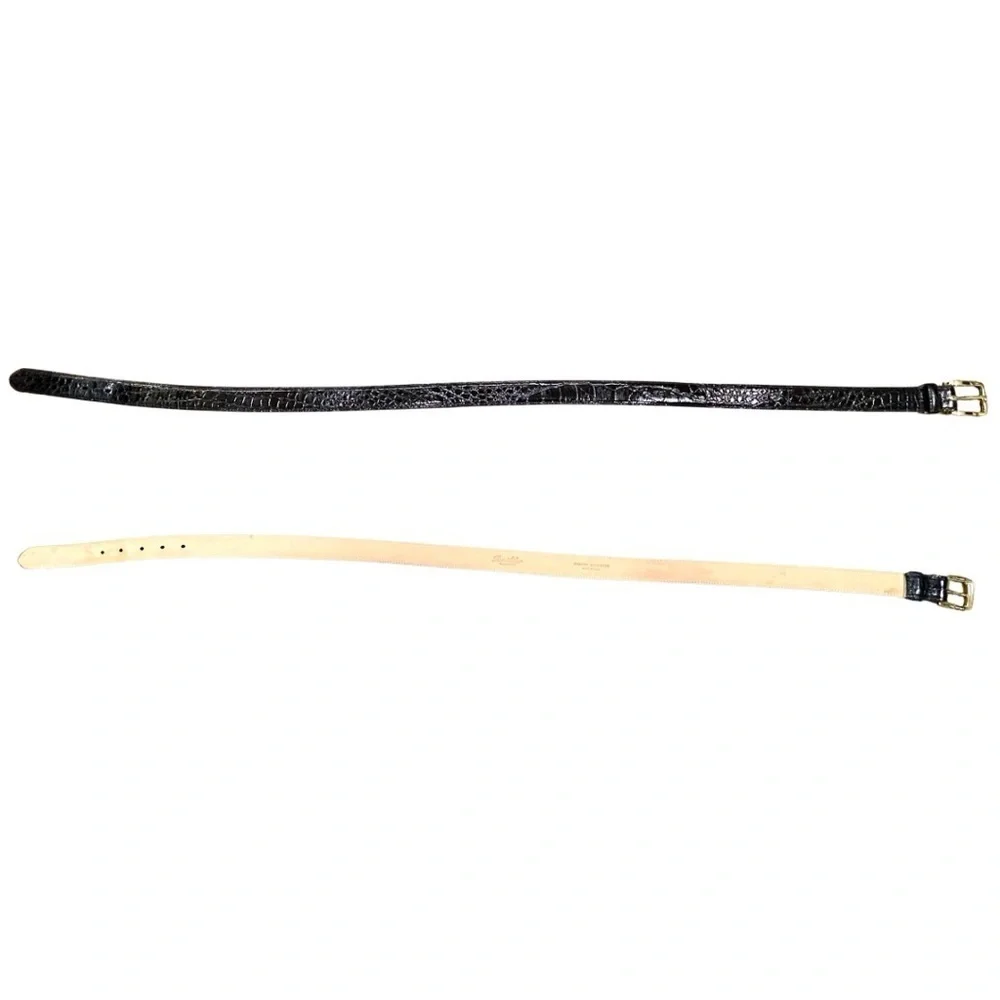Ben Silver Charleston Genuine Alligator Leather Belt Black